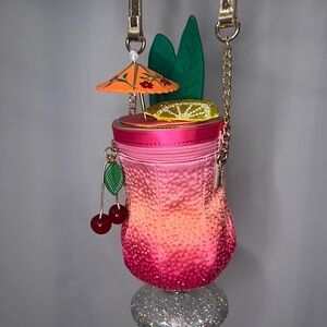 Betsey Johnson Kitsch 5 O Clock Somewhere Tropical Cocktail Themed Crossbody Bag